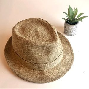 Jaxon Woven/Straw Trilby Fedora Tan size small